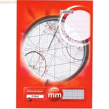 Millimeterblock A4 25 Blatt 80 g/qm Linienfarbe rot