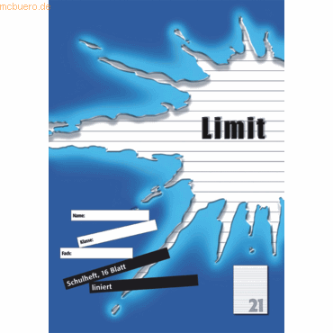 Schulheft Limit A4 Lineatur 21 16 Blatt blau