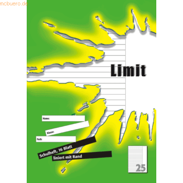 Schulheft Limit A4 Lineatur 25 16 Blatt grün