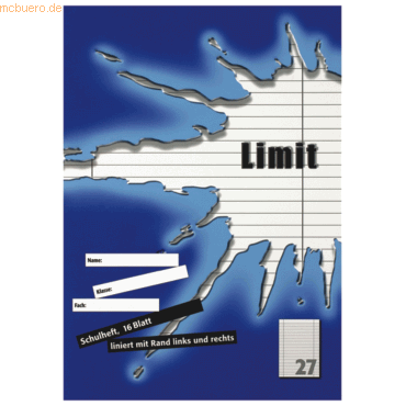 Schulheft Limit A4 Lineatur 27 16 Blatt blau
