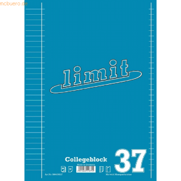 Collegeblock A4+ 60g/qm liniert beidseitig Rand 80 Blatt hellblau