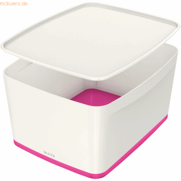 Aufbewahrungsbox MyBox Groß A4 mit Deckel ABS weiß/pink