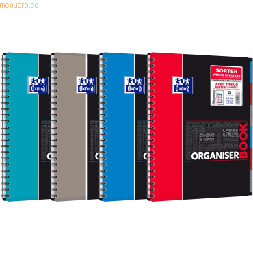 Organiserbook Studium A4+ liniert 7mm 80 Blatt 90 g/qm Optik Paper farbig sortiert
