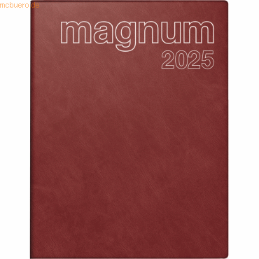 Buchkalender magnum 18,3x24cm 1 Woche/2 Seiten Kunststoff Catana weinrot 2025