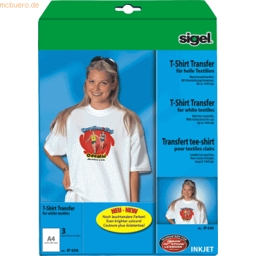 InkJet-Transfer-Folien für T-Shirts A4 helle Textilien VE=3 Blatt