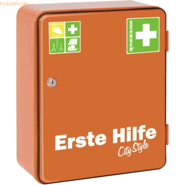 Verbandschrank Heidelberg City Style orange gefüllt