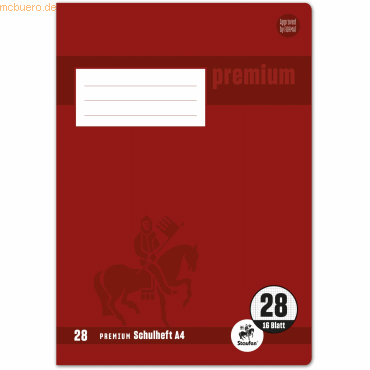 Schulheft Premium A4 16 Blatt kariert beidseitig Rand