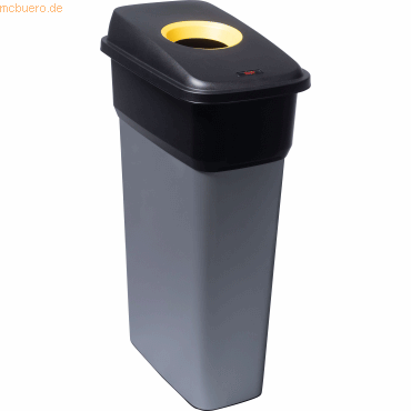 Abfallbehälter Geo 55l runde Öffnung metallic schwarz/gelb