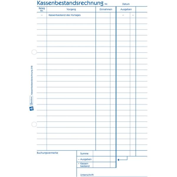 Avery Zweckform Formularbuch Kassenbericht A5 VE=50 Blatt ...