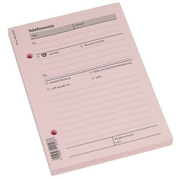 Büroring Telefonnotiz A6 Gelocht Ve100 Blatt Rosa Mcbuerode 8684