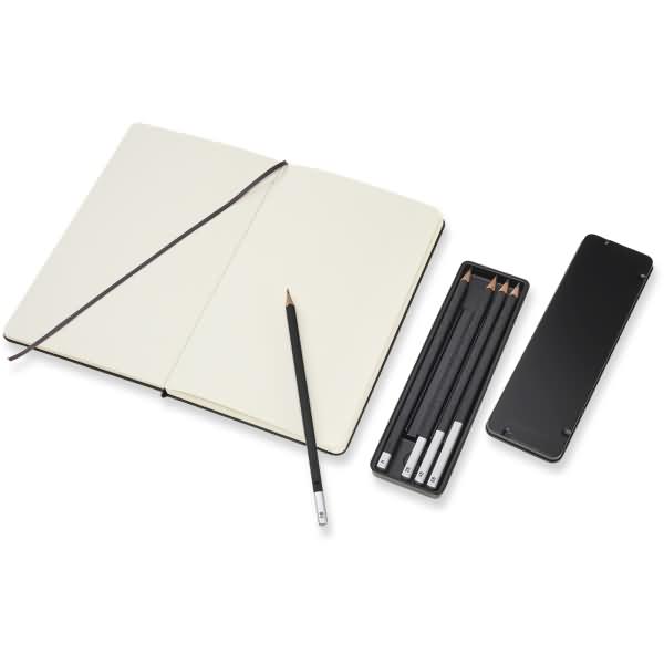 Moleskine SkizzenbuchSet Large A5 52 Blatt Hardcover schwarz + ZeichenstiftSet mcbuero.de