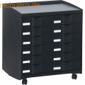 Schubladenrollwagen 12 Fcher schwarz