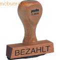 Holz-Textstempel Bezahlt ca.50mm