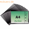 Tarifold - Sichttafel A4 quer schwarz 10 Stück seitl. offen mit 5 Aufsteckreitern 25mm
