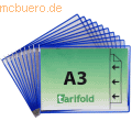 Tarifold - Sichttafel A3 quer blau 10 Stück seitl. offen mit 5 Aufsteckreitern 50mm