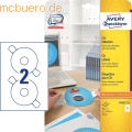 Avery Zweckform - CD-Etiketten Inkjet/Laser/Kopier 117mm weiß VE=50 Stück mit Zentrierhilfe