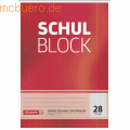 Brunnen - Schulblock A4 kariert Lineatur 28 mit Rand 4-fach gelocht 50 Blatt