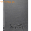 Brunnen - Buchkalender Manager Wt7 weektimer 21x26cm 1 Woche/2 Seiten Lino Soft-Einband grau 2023