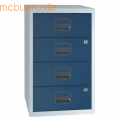 Bisley home - Schubladenschrank 4 Schübe 1-bahnig lichtgrau/oxfordblau