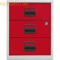 Bisley home - Schubladenschrank 3 Schübe 1-bahnig lichtgrau/kardinalrot