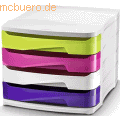 CEP - Schubladenbox Multi Gloss 4 Schübe 394 GM weiß/4 farbige Schubladen