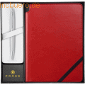 Cross - Kugelschreiber Calais mattchrom + Notizbuch rot
