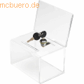 Deflecto - Vorschlag/Spende-Box mit Infoschild 16,3x20,3x13,5 transparent mit Schloss