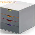 Durable - Schubladenbox Varicolor 4 4 Fächer 2 Fachhöhen grau/farbiger Verlauf