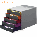 Durable - Schubladenbox Varicolor 5 5 Fächer grau/farbiger Verlauf