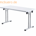 mcbuero.de - Klapptisch 138x69 cm Weiß/Chromgestell