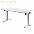 mcbuero.de - Klapptisch 160x80 cm Weiß/Chromgestell