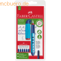 Faber Castell - Schreiblernfüller für Rechtshänder Feder A inkl. Patronen auf Blisterkarte blau-brombeer