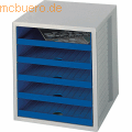 Han - Schubladenbox Schrankset 5 offene Schübe grau/blau