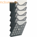Helit - Prospekthalter-Wandset A4 5 Fächer grau transparent