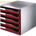 Leitz - Bürobox BxHxT 291x292x352mm 5 Schubladen bordeaux/lichtgrau