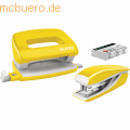Leitz - Schreibtisch-Set Mini Nexxt Wow Locher/Heftgerät 5060/5528 gelb