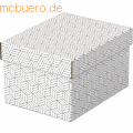 Esselte - Aufbewahrungsbox Home Klein mit Deckel Wellpappe VE=3 Stück weiß