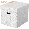 Esselte - Aufbewahrungsbox Cube Home mit Deckel Wellpappe VE=3 Stück weiß