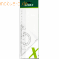 Linex - Zeichenset 30cm Lineal, Geodreieck, Winkelmesser 18cm transparent
