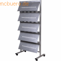 Rocada - Prospektständer 5 Ablagen Stahl silber